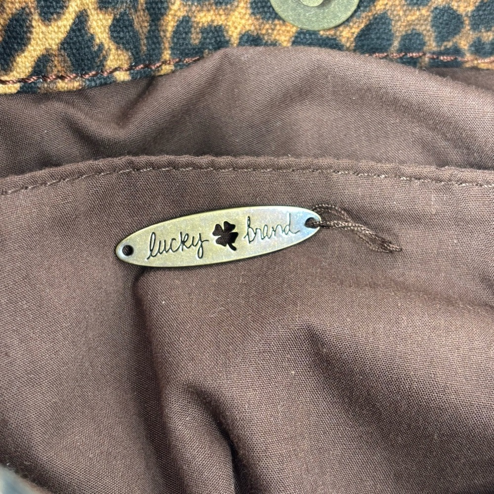 Lucky Brand Tote Bag Leopard Print Cotton Shoulder Straps Travel Work Office GO - Picture 4 of 8
